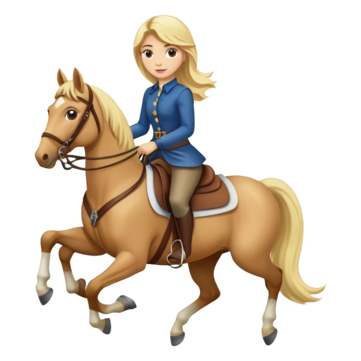 A blonde haired women riding a horse sticker