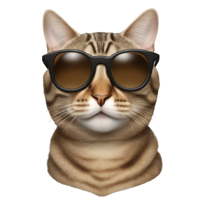Brown and grey tabby Cat with John Lennon sunglasses sticker