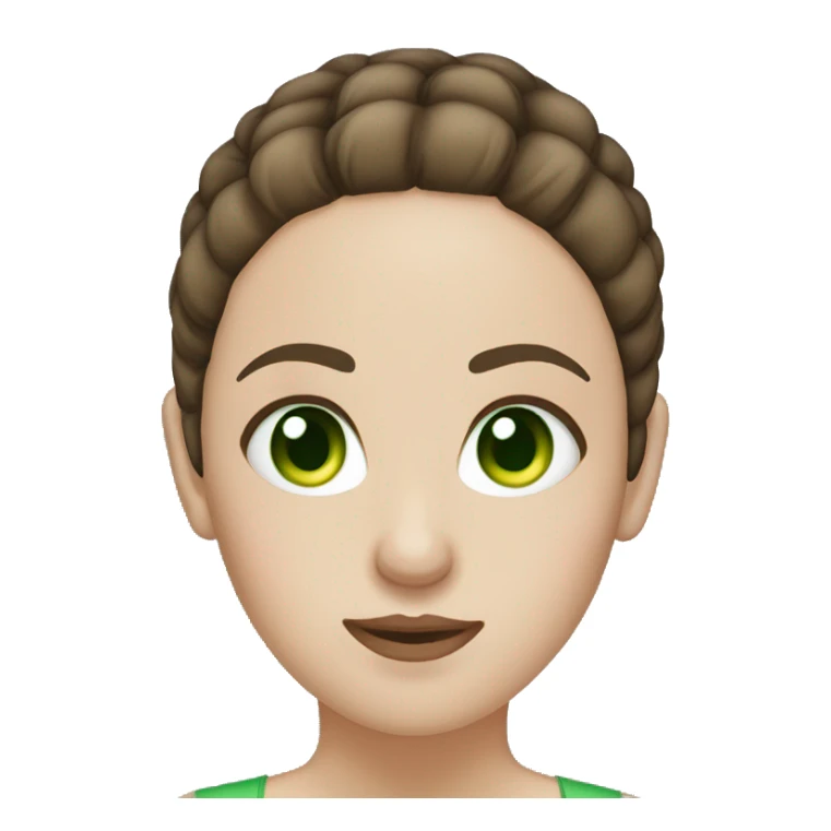 female brunette with green eyes, white skin and a bun, face palming sticker
