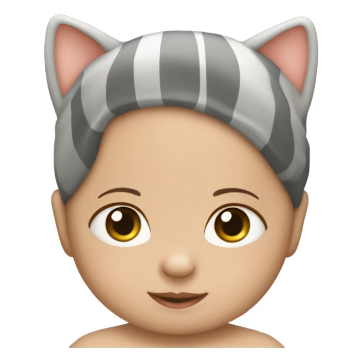 Baby sking with family of four, and grey striper cat sticker