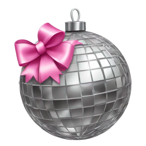 mirrorball with pink bow laying on top of it sticker