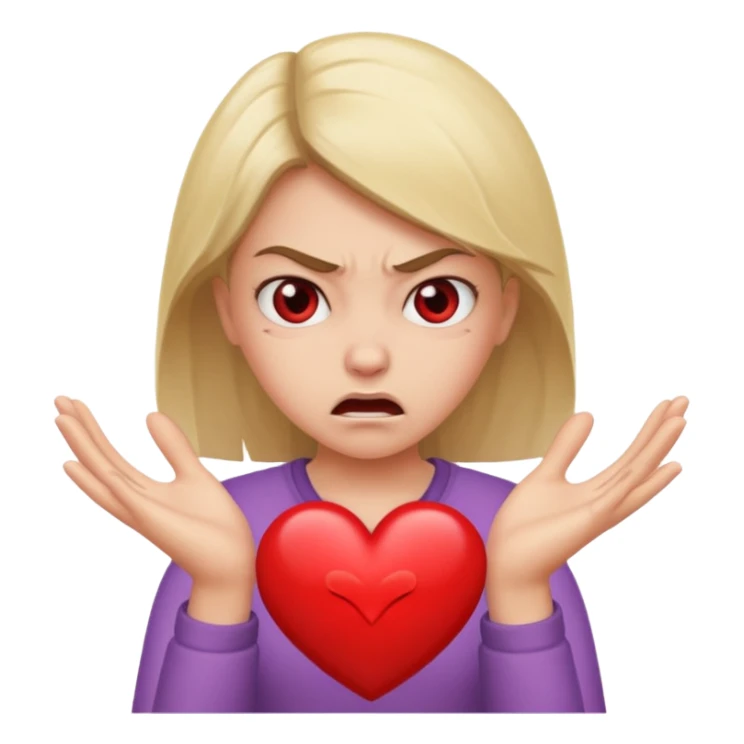 Angry girl with heart hands  sticker