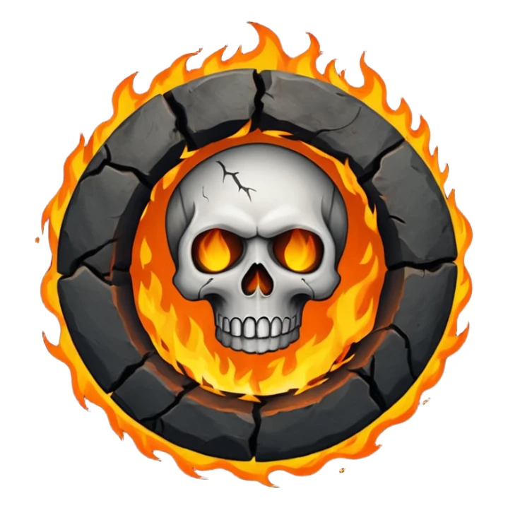 A circular hole (looking top down) with fire and skulls inside, in a dark and gritty style like your bleeding skull art sticker