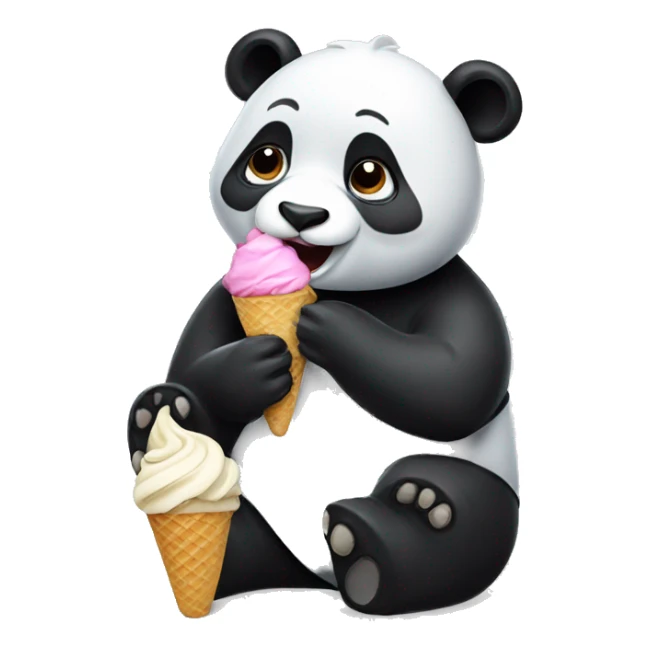Panda eating ice cream sticker