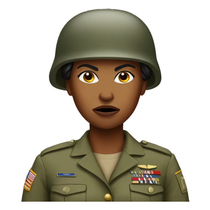 angry military woman sticker