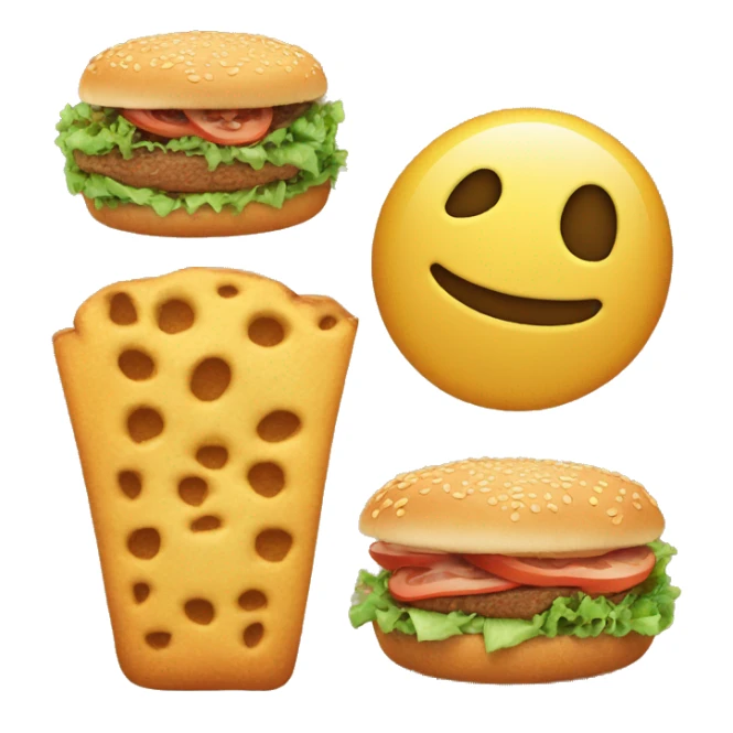An emoji of three identical food items, each in different sizes: a large, a medium, and a small version, showcasing their size variations sticker