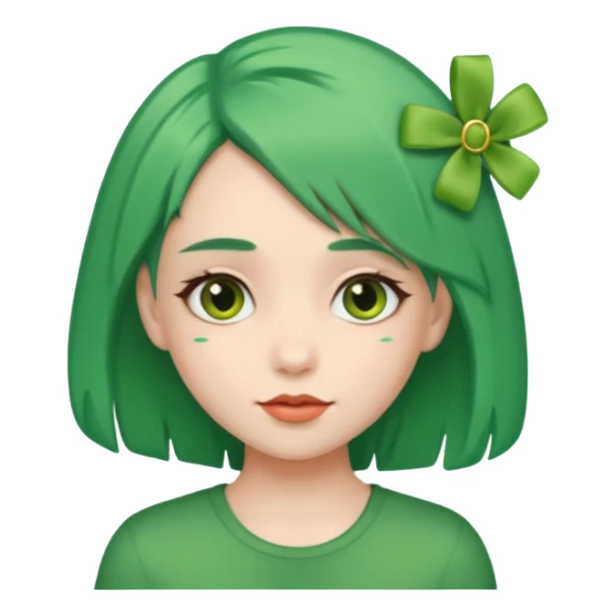 girl with green hair clip sticker