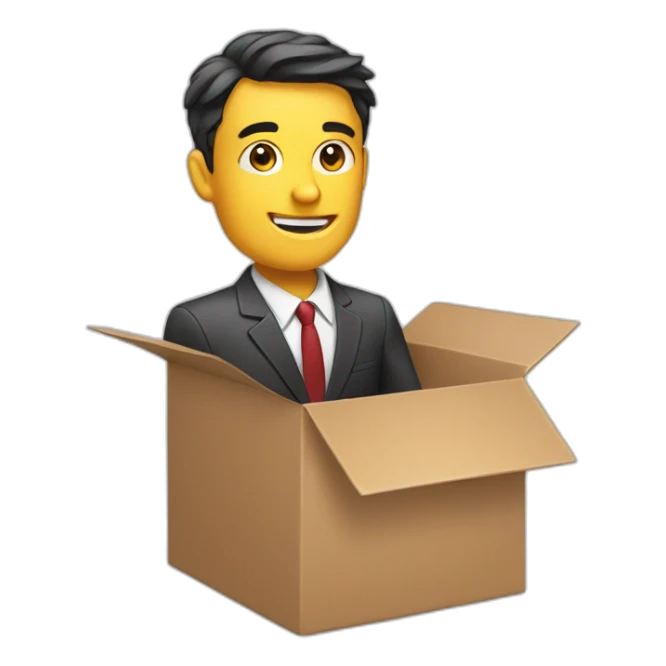 business man sticking out of box sticker