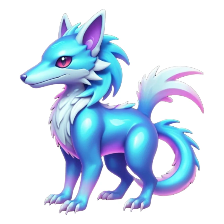  Epic legendary Shiny sparkly transparent bioluminescent luminescent vibrant bright pastel dark exotic iridescent colorful gradients futuristic modern metallic glossy glittery fantasy-cyber-Protogen-Fakémon-Pokémon-Sergal-creature sticker