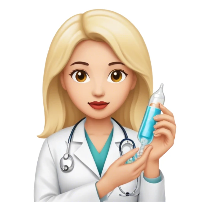 woman doctor holding condom  sticker