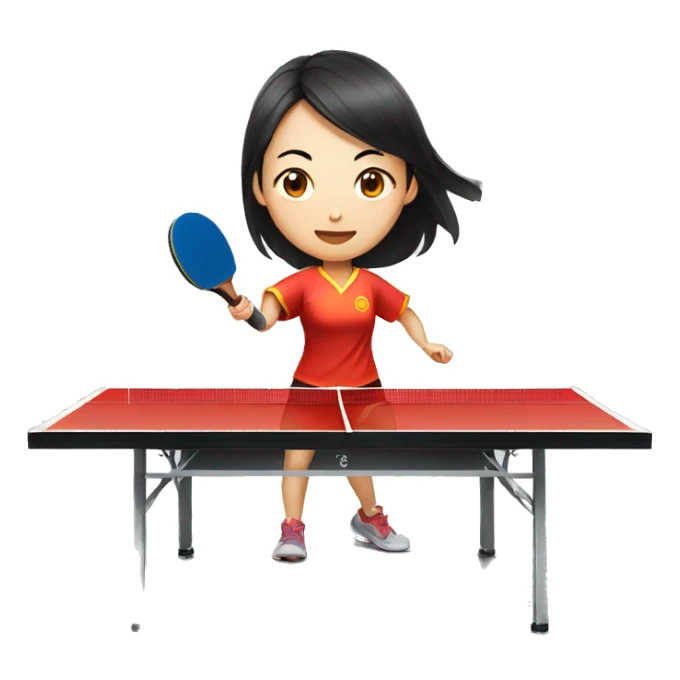 female chinese playing table tennis sticker