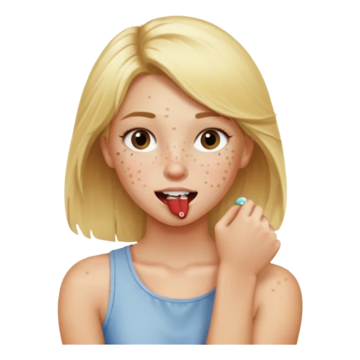 Emoji blonde girl lovingly , biting an arm sticker
