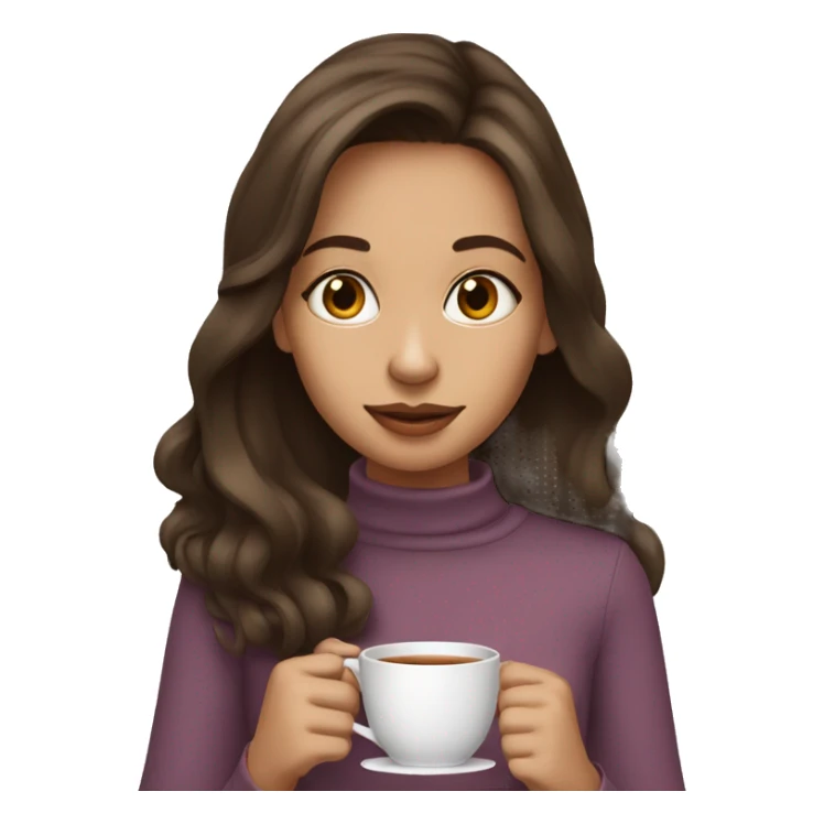 Girl sipping tea brunette hair sticker