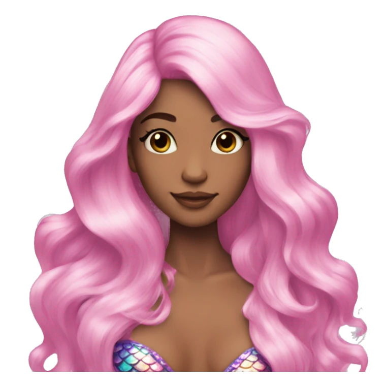 Iridescent mermaid long hair pink sticker