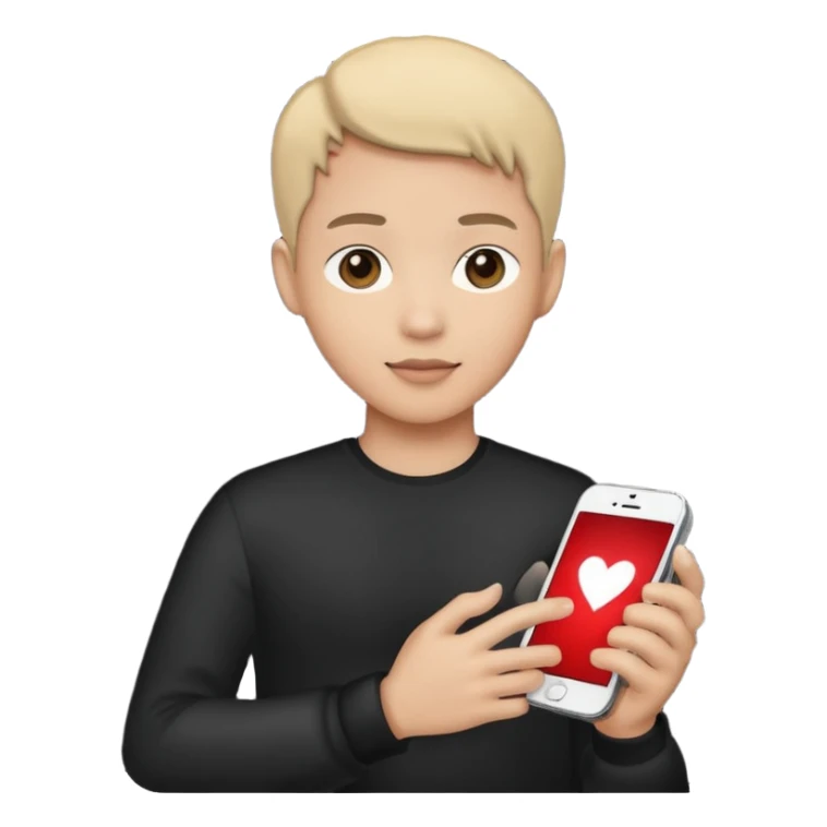 person silhouette holding a phone with a heart sticker