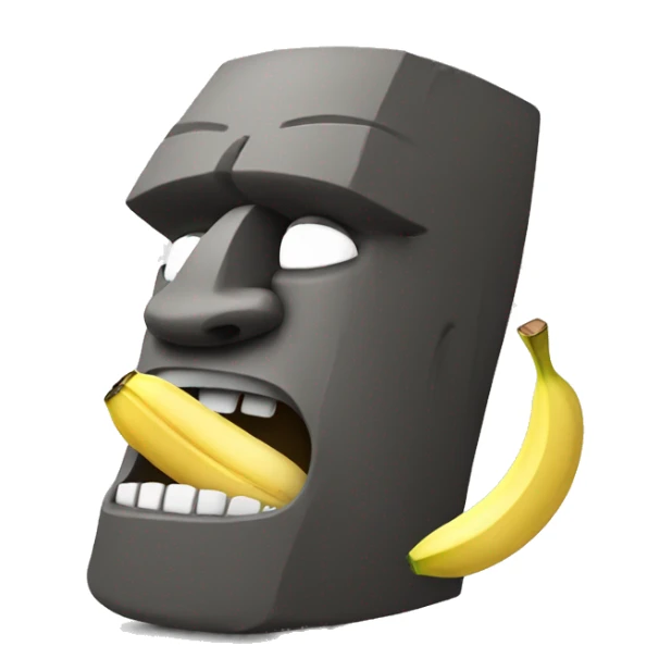 moai crying laughing with banana in mouth sticker