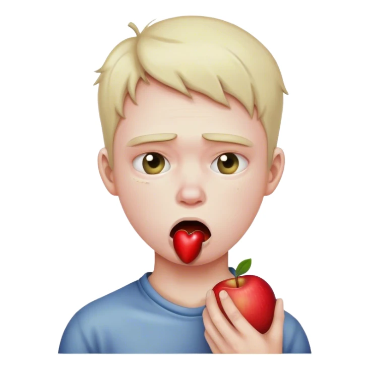 apple emoji person choking themselves with a distressed face sticker