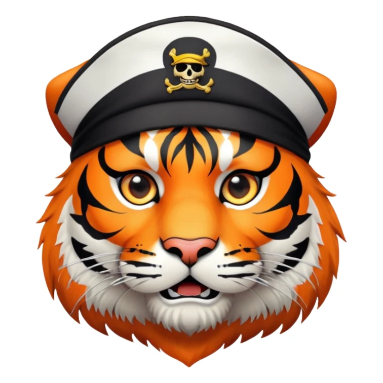 pirate tiger face with eye patch and captain hat for Twitch emote sticker