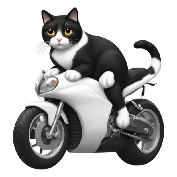 Fat Tuxedo cat on a motorcycle sticker