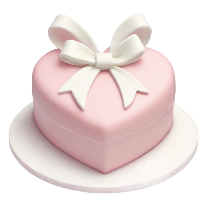 Pastel pink heart shaped cake with fancy white icing and bows sticker