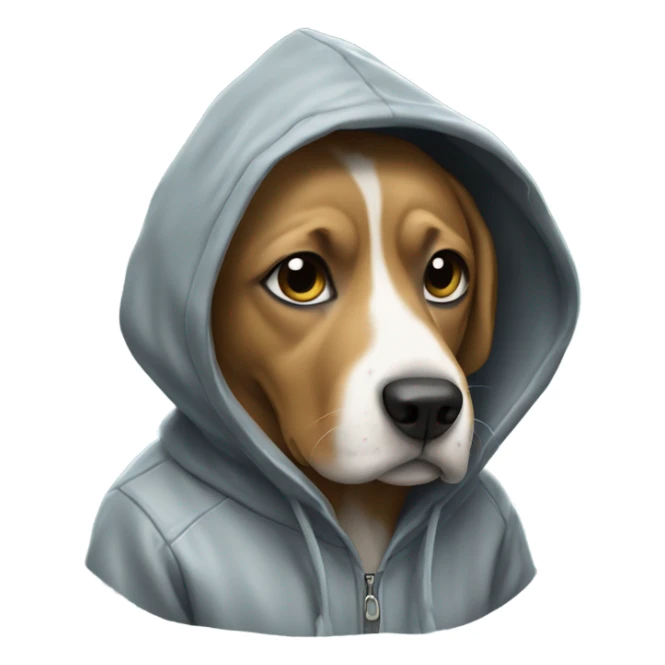 Dog wearing a hoodie in the rain sticker
