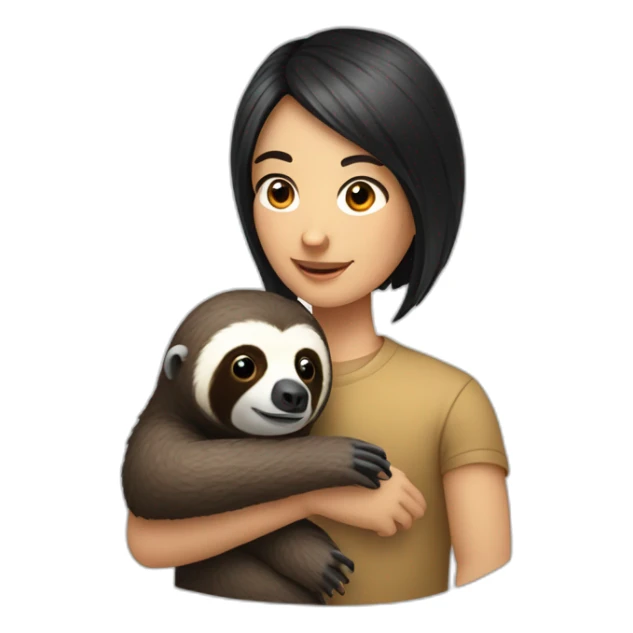 black hair white skin software engineer with a sloth around the neck sticker