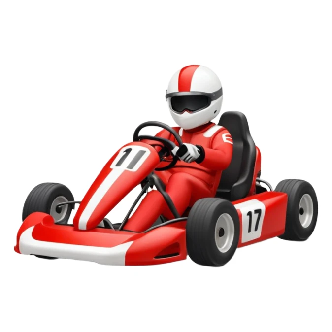 Kart With Body Color Is Red And White With Number Is 1 sticker