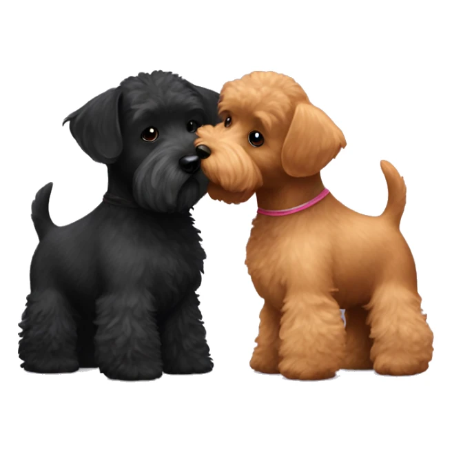 One black Scottish terrier and brown one toy poodle kissing sticker