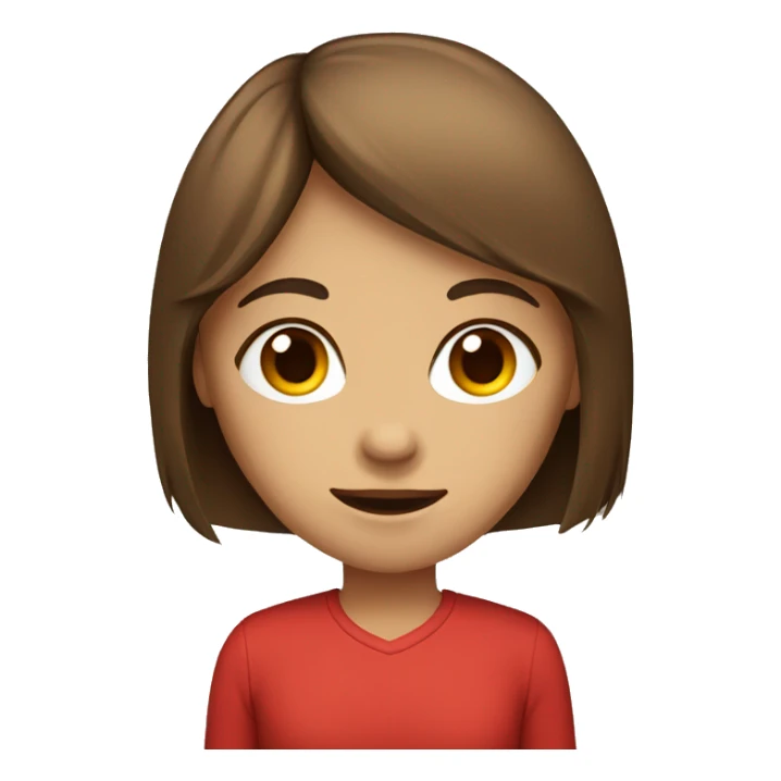 girl with brown straight long hair and bangs and red shirt sticker