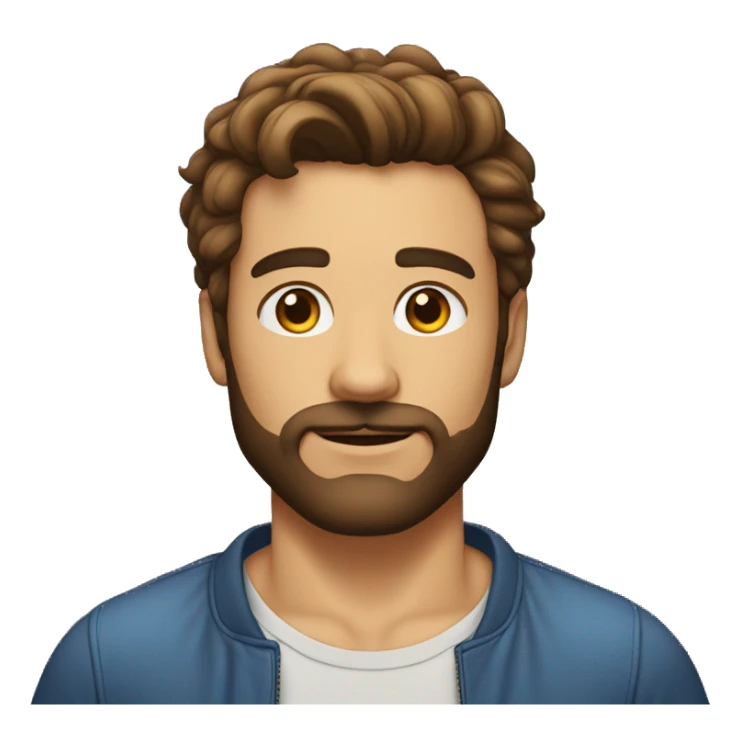 30 years young man hair should be short, brown, mustache visible, but the beard itself should be short, only the face visible sticker