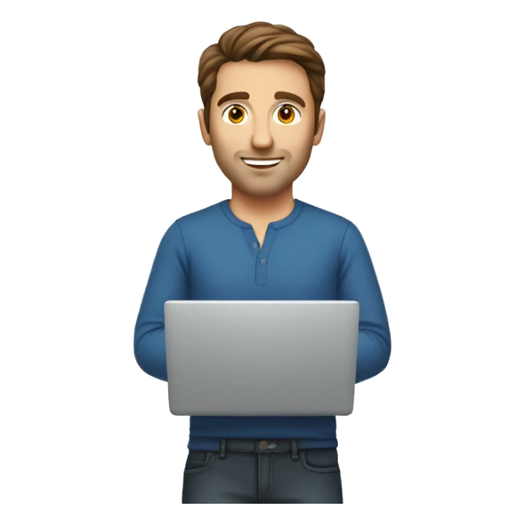 caucassian man with brown hair working on laptop sticker