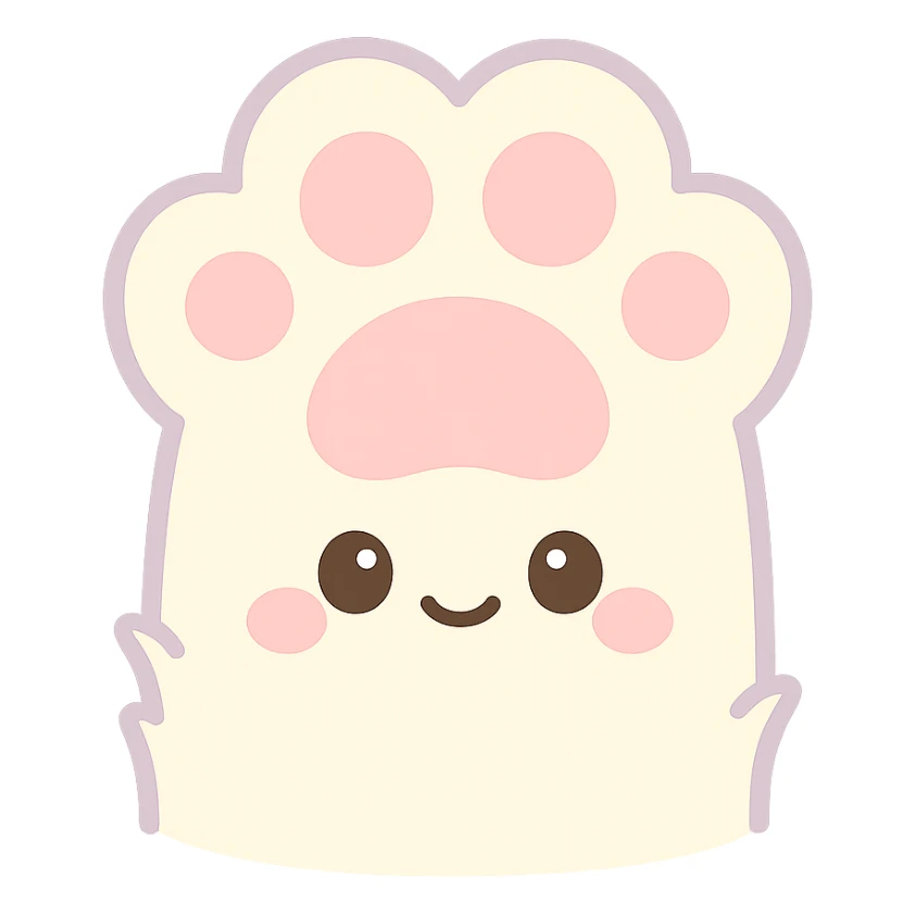 fluffy cat paw, soft and plush, cute and rounded, pastel colors sticker