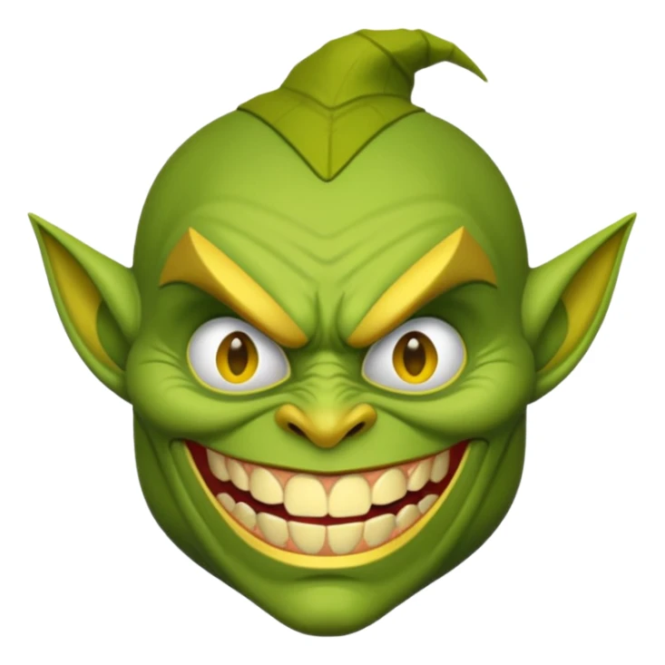 Green ugly goblin with yellow teeth and its fat  sticker