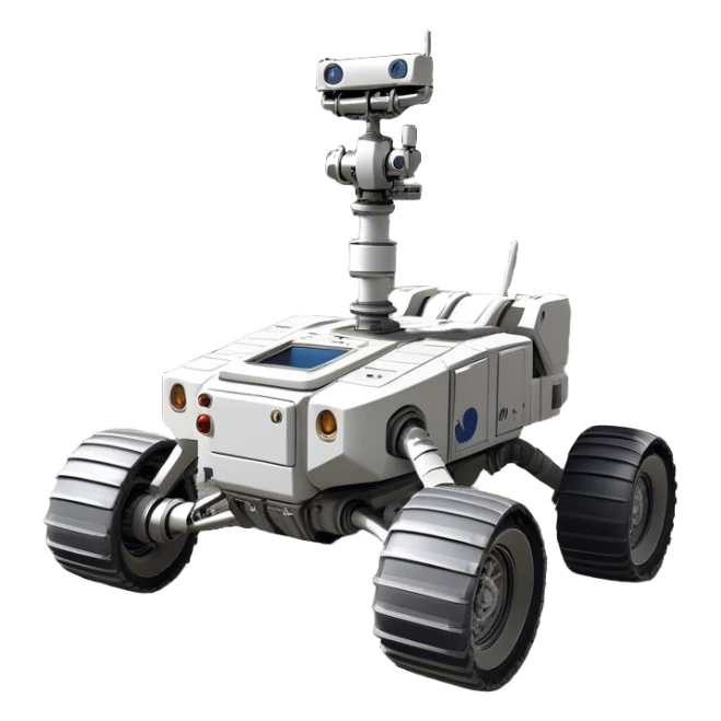 Cinematic Realistic Moon Rover – A rugged, high-tech vehicle traversing the Moon’s dusty surface. Its thick wheels leave tracks in the fine lunar regolith, with Earth hanging in the distant sky. Every mechanical detail of the rover is meticulously rendered, emphasizing its role in human exploration. sticker