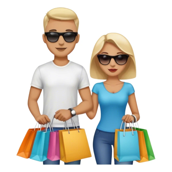 Shopping man and woman sticker