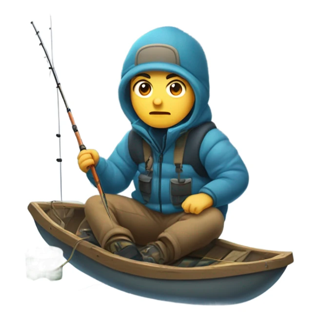 White teen ice fishing  sticker