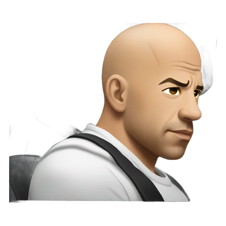 Vin Diesel in profile driving a car sticker