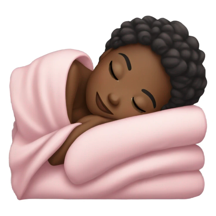 black girl sleeping with pink blanket with lashes sticker