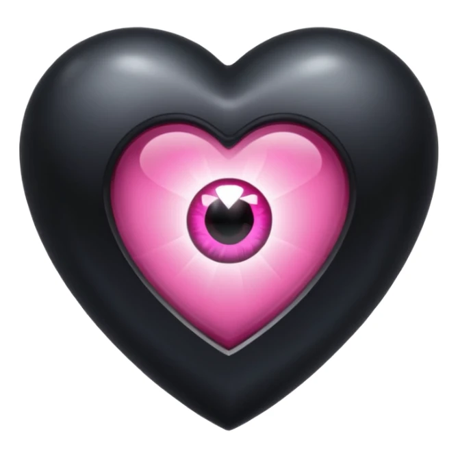 A black heart Gem with a pink eye in the center sticker