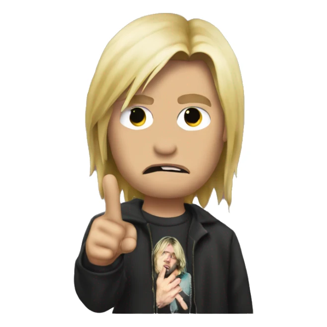 Kurt Cobain sticking the middle finger sticker