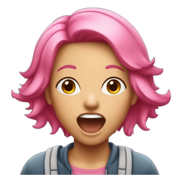 A girl with pink hair shouting  sticker