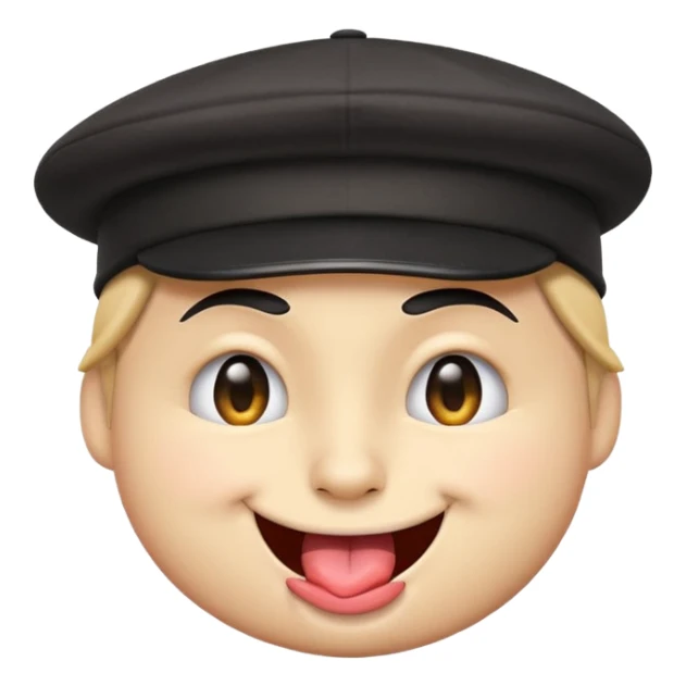 



Emoji face with a black cap turned backwards

Winking with the left eye

Sticking out tongue playfully

Smiling with a mischievous expression


 sticker