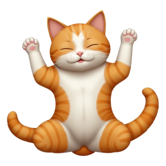 ginger and white small cat in funny positions upside down with eyes closed sticker