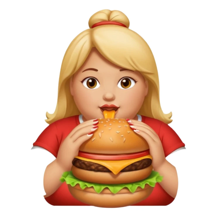 Fat girl eating greasy burger sticker