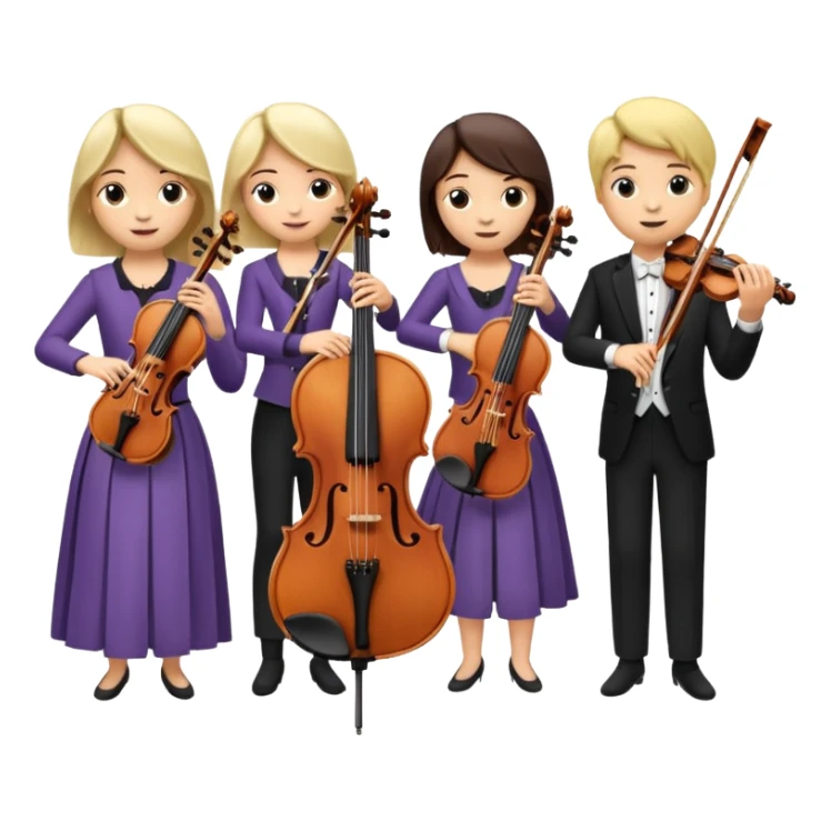 quartet of violin, flute, viola, and cello sticker