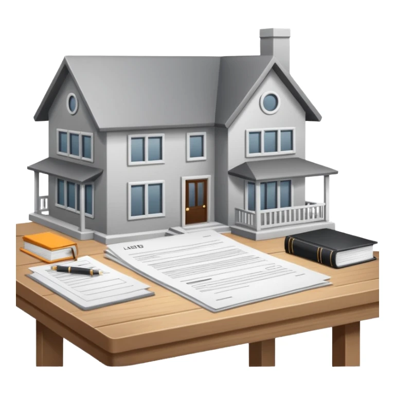 casa moderna blanca con gris con tramites legales sticker