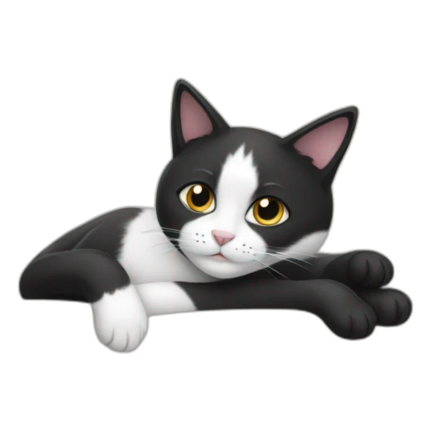 black and white cat reclining like a human sticker