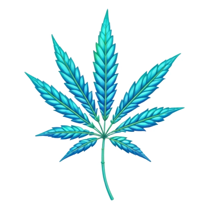 Sparkling holographic cyan Hemp 420 plant growing  sticker