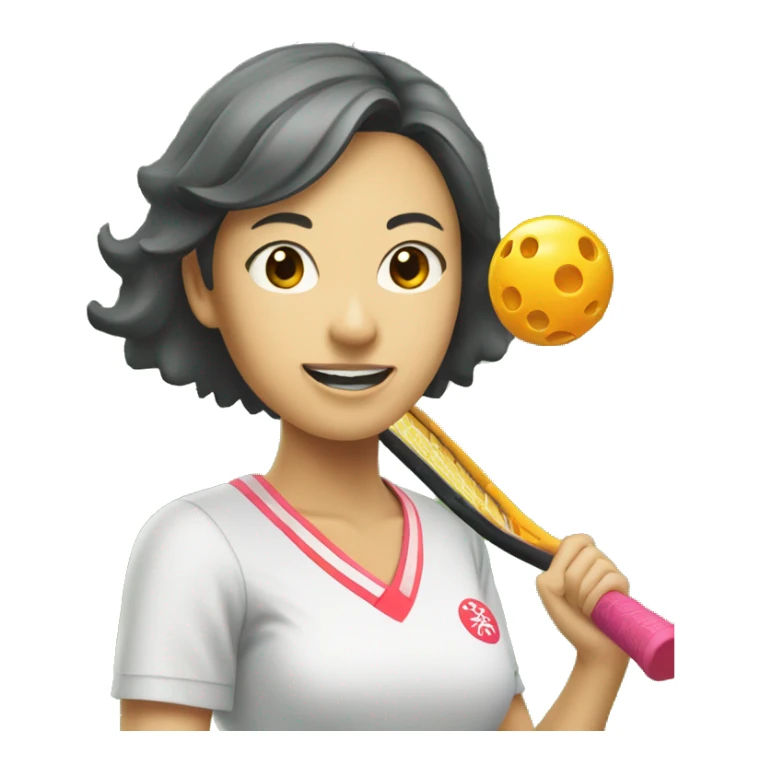 Japanese woman playing pickleball sticker
