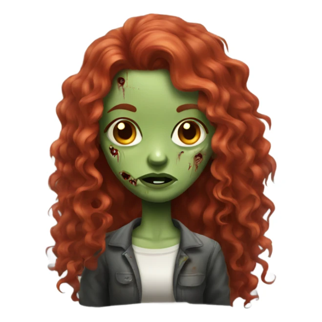 Zombie girl with long red curly hair sticker